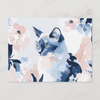 Carte postale aquarelle de chat
