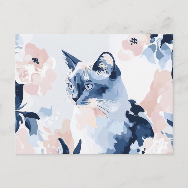 Carte postale aquarelle de chat  (Devant)