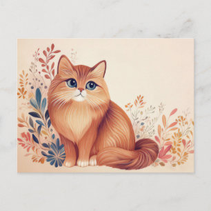 Carte postale aquarelle de chat 