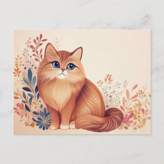 Carte postale aquarelle de chat  (Devant)