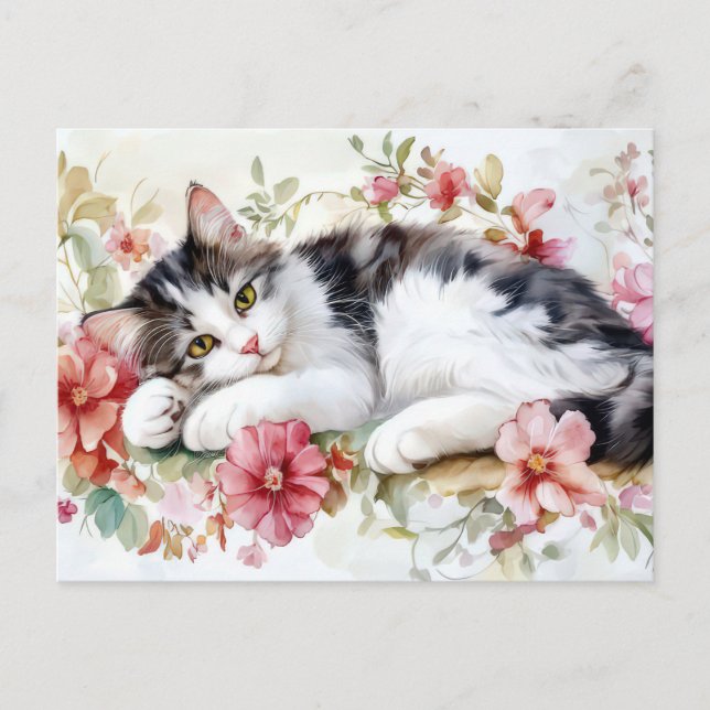 Carte postale aquarelle de chat  (Devant)