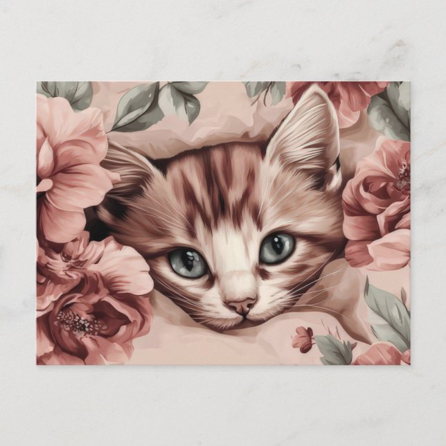 Carte postale aquarelle de chat  (Devant)