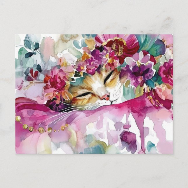 Carte postale aquarelle de chat  (Devant)