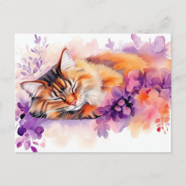 Carte postale aquarelle de chat  (Devant)