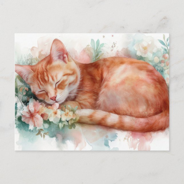 Carte postale aquarelle de chat  (Devant)