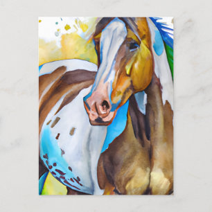 Carte Postale Aquarelle de Cheval de peinture