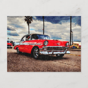 Carte Postale Aquarelle de Chevrolet Bel Air 1956