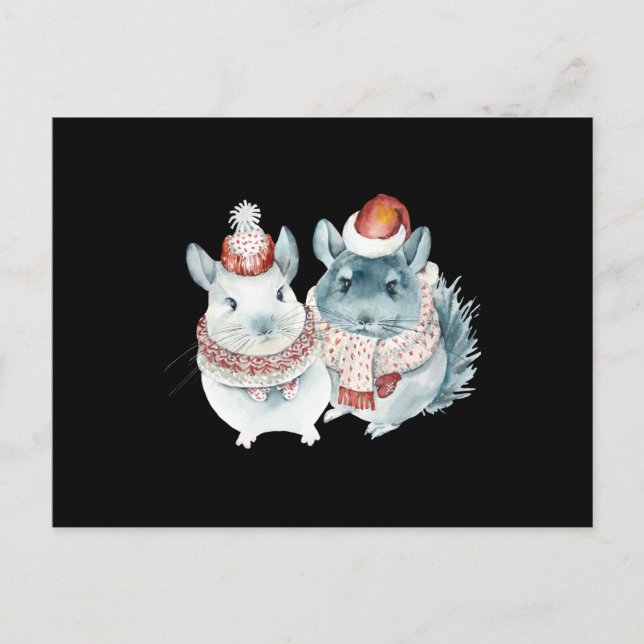 Carte Postale Aquarelle de chinchillas mignonnes (Devant)