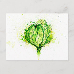 Carte Postale Aquarelle de chou vert