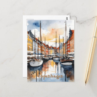 Carte Postale Aquarelle de Copenhague