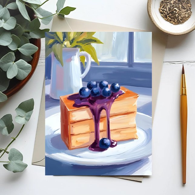 Carte Postale Aquarelle de dessert de pâtisserie aux bleuets (Créateur téléchargé)