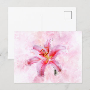 Carte Postale Aquarelle de fleur de Stargazer Lily - wb 01