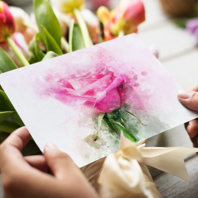 Carte Postale Aquarelle de fleur rose - wb (Créateur téléchargé)
