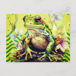 Carte Postale Aquarelle de grenouille Art être adaptable