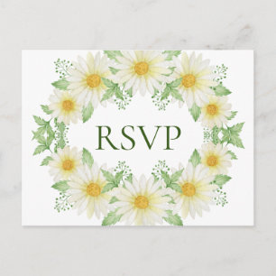 Carte Postale Aquarelle de guirlande blanche Budget jaune RSVP