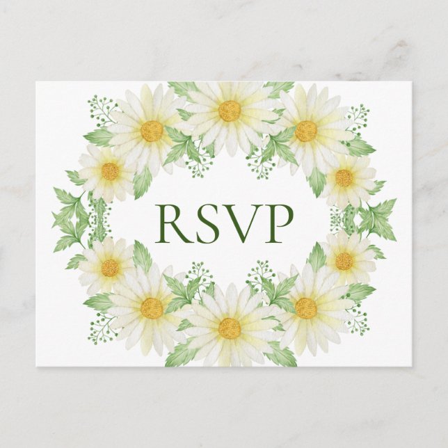 Carte Postale Aquarelle de guirlande blanche Budget jaune RSVP (Devant)