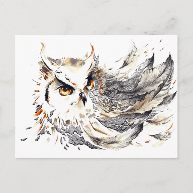 Carte Postale Aquarelle de hibou (Devant)