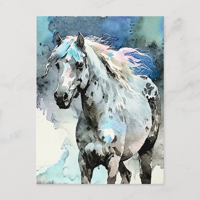 Carte Postale Aquarelle de jument d'Appaloosa (Devant)