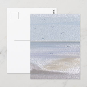 Carte Postale Aquarelle de la côte de la plage du littoral