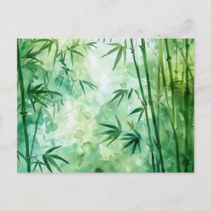 Carte Postale Aquarelle de la forêt de Bambou