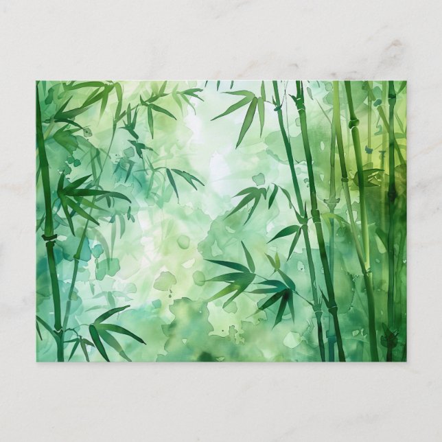 Carte Postale Aquarelle de la forêt de Bambou (Devant)