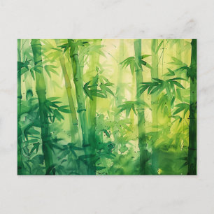 Carte Postale Aquarelle de la forêt de Bambou