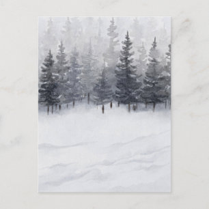 Carte Postale Aquarelle de la forêt de neige
