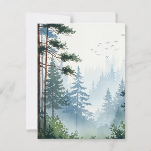 Carte Postale Aquarelle de la forêt de pins