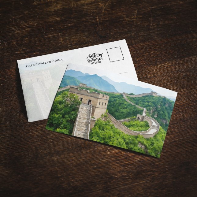 Carte postale Aquarelle de la Grande Muraille de C (Créateur téléchargé)