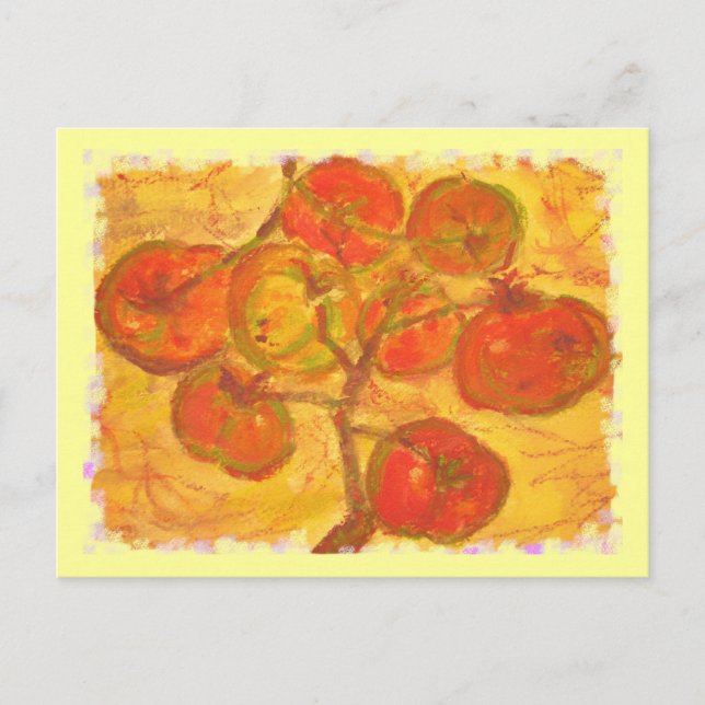 Carte Postale aquarelle de la grappe de tomates (Devant)