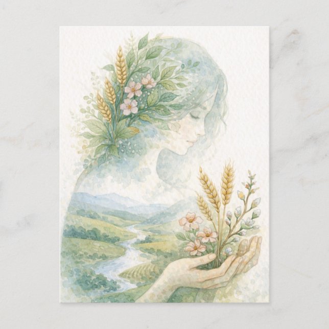 Carte postale aquarelle de la journée de la déesse (Devant)