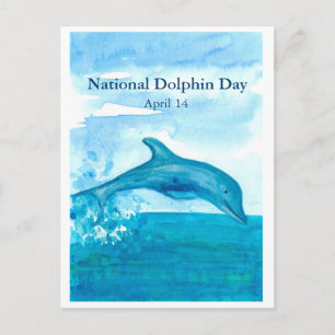 Carte Postale Aquarelle de la Journée nationale des dauphins