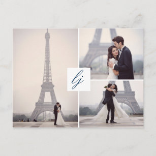 Carte Postale Aquarelle de la tour Eiffel Paris Mariage Floral P