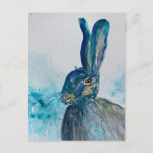 Carte Postale Aquarelle de lapin lièvre