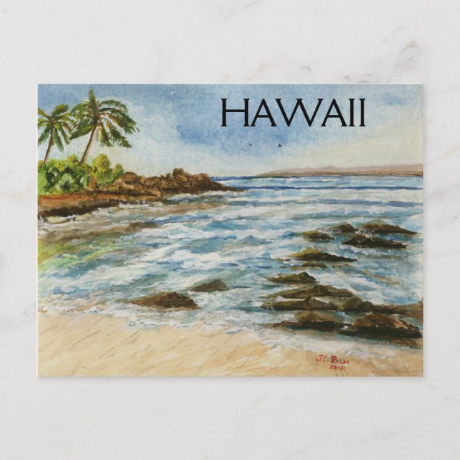 Carte Postale Aquarelle de Makena Cove Hawaii Beach (Devant)