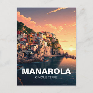 Carte Postale Aquarelle de Manarola, Cinqua Terra