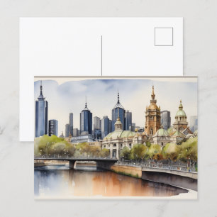 Carte Postale Aquarelle de Melbourne