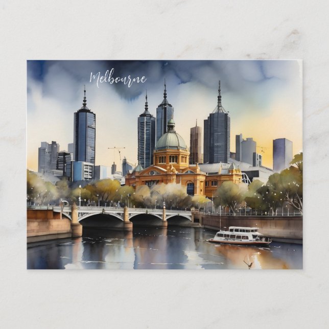 Carte Postale Aquarelle de Melbourne (Devant)