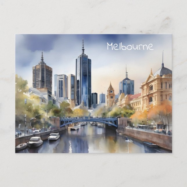 Carte Postale Aquarelle de Melbourne (Devant)