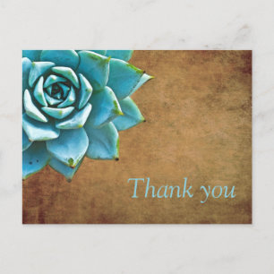 Carte Postale Aquarelle de Merci Succulente Rustique Brown