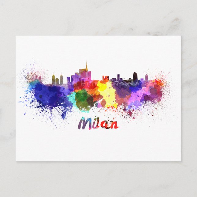 Carte Postale Aquarelle de Milan (Devant)