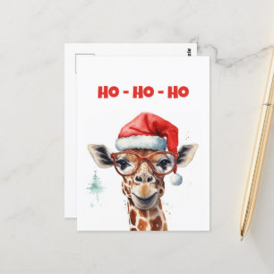 Carte Postale Aquarelle de Noël Giraffe