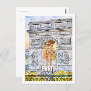 Carte Postale Aquarelle de Paris France