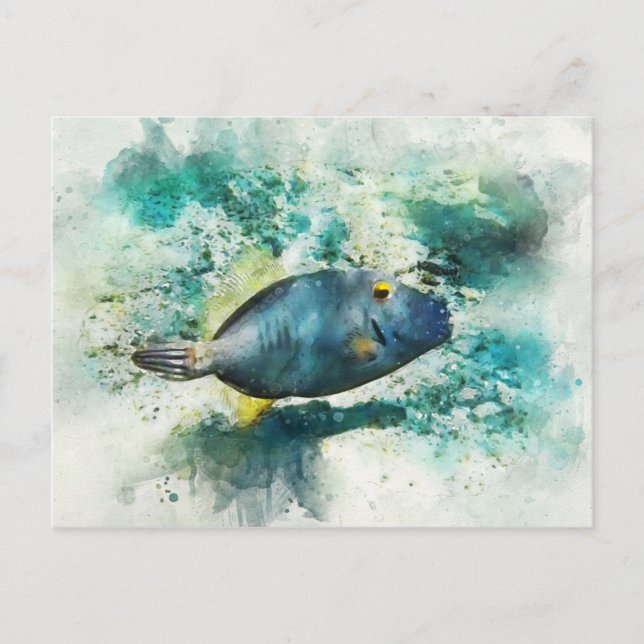 Carte Postale Aquarelle de poisson tropicale hawaïenne - poisson (Devant)