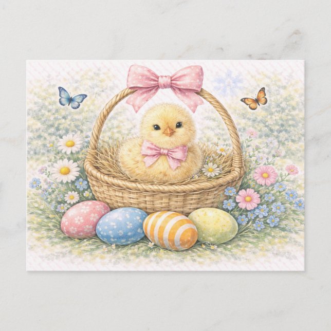 Carte postale aquarelle de poussin de Pâques migno (Devant)