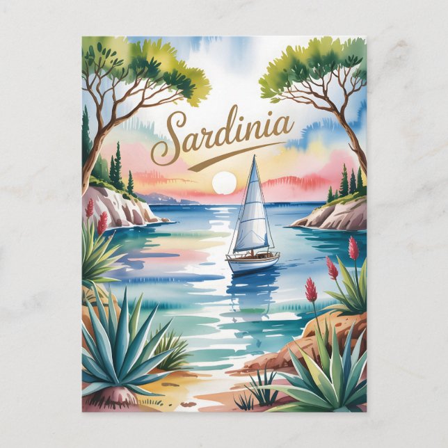 Carte Postale Aquarelle de Sardaigne (Devant)