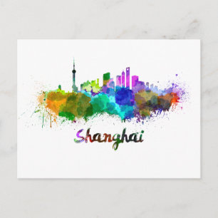 Carte Postale Aquarelle de Shanghai