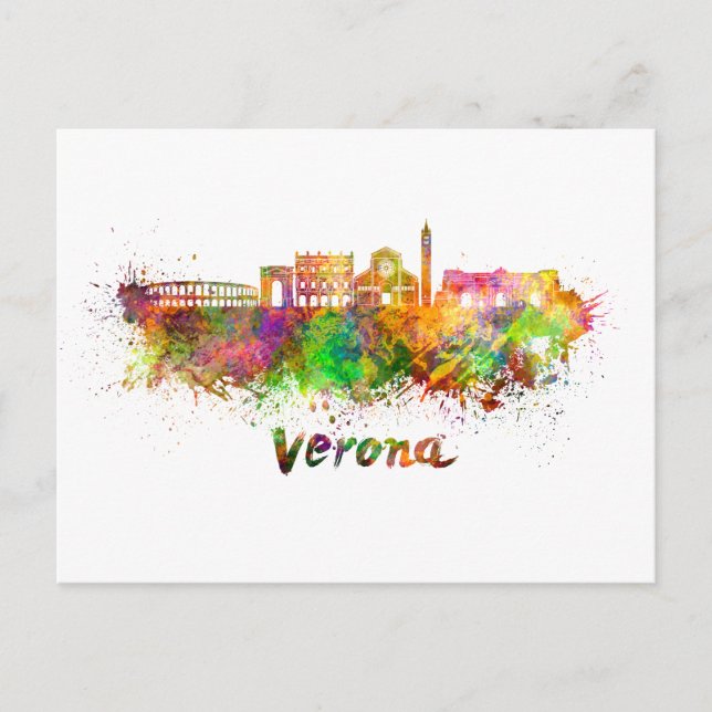 Carte Postale Aquarelle de Vérone (Devant)