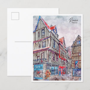 Carte Postale Aquarelle de voyage de Rouen France