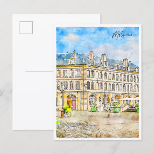 Carte Postale Aquarelle de voyage du millésime Metz France